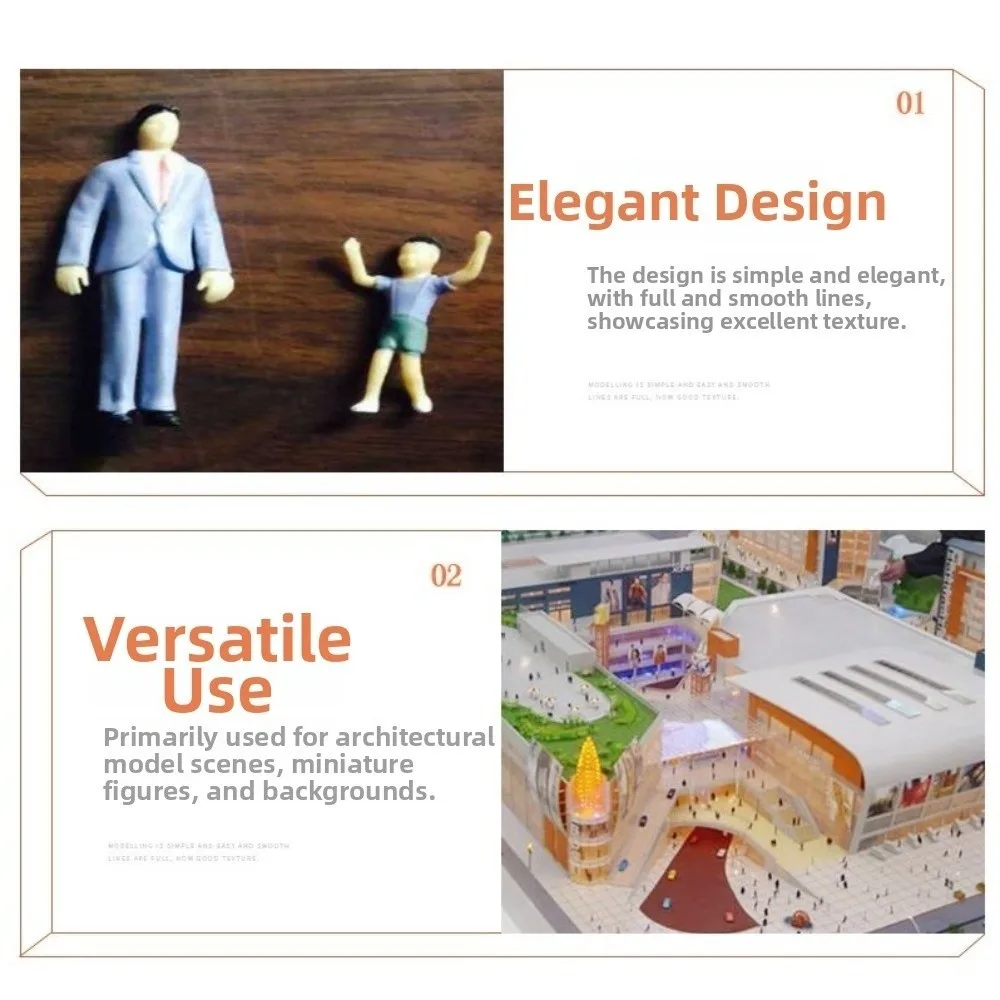 100PCS 1:75 1:87 1:100 1:150 1:200 1:300 Scale Figures Assorted Poses Mixed Color Model Building People Colorful Man Figure