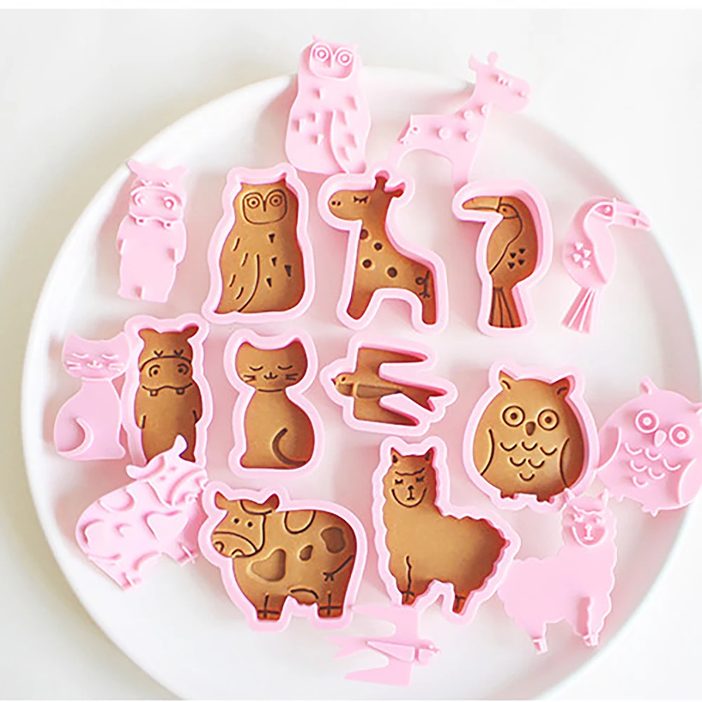 Zoo Animals Cookie Cutters Abstract Cute Biscuit Mold Stamp Kitchen Baking Pastry Bakeware Dessert Baking Supplies