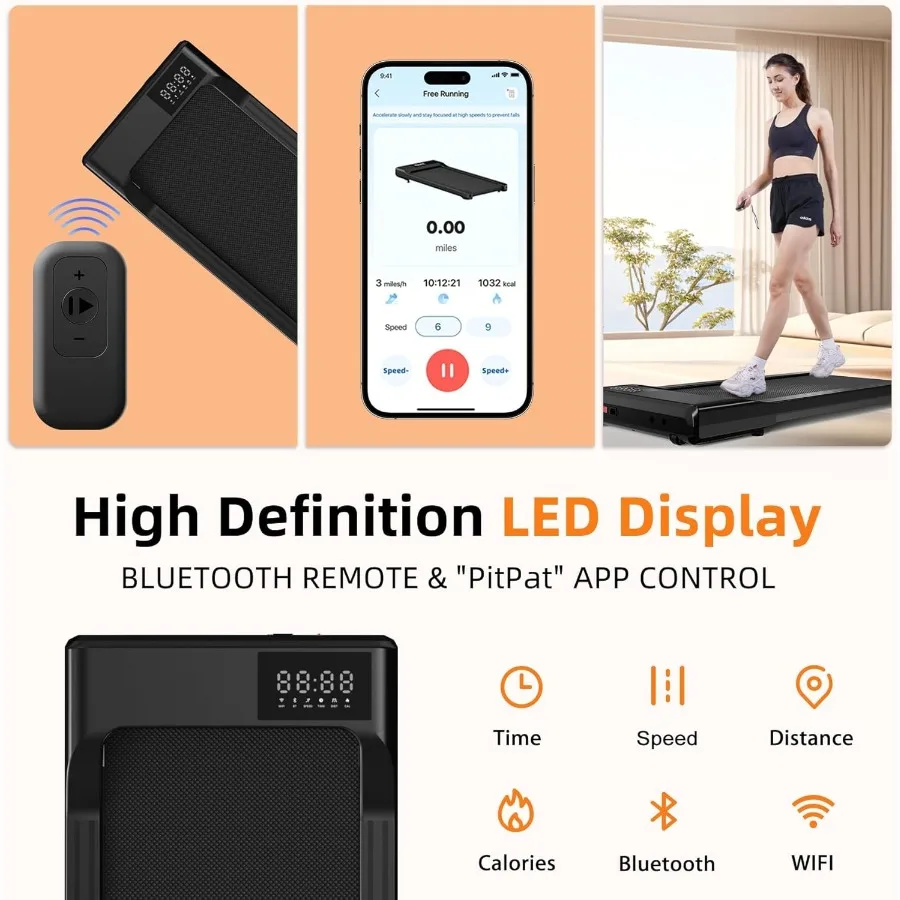 وسادة المشي المحدثة من DeerRun 2025 - جهاز مشي ذكي قابل للسباق تحت المكتب مع برنامج المكافآت والإعداد السريع 2.5 حصان / جهاز التحكم عن بعد