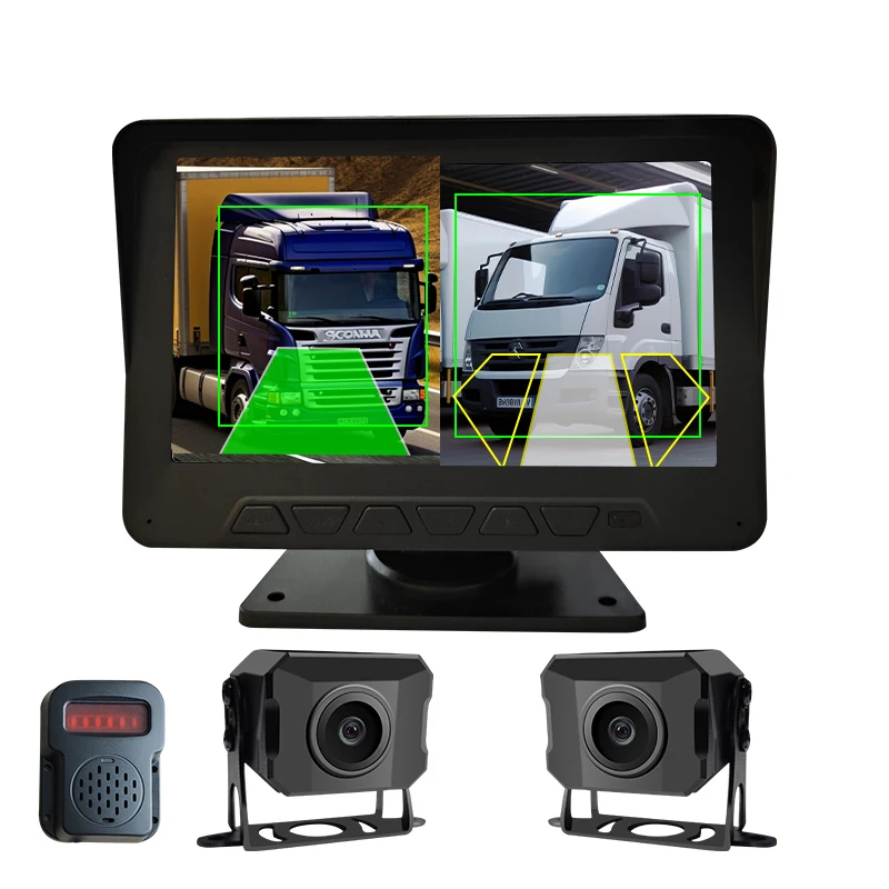 AI Truck Bus Forklift BSD Blind Spot Monitor System Front And Rear Screens Thoroughfare Monitor System 7 Inch Monitor 1080P