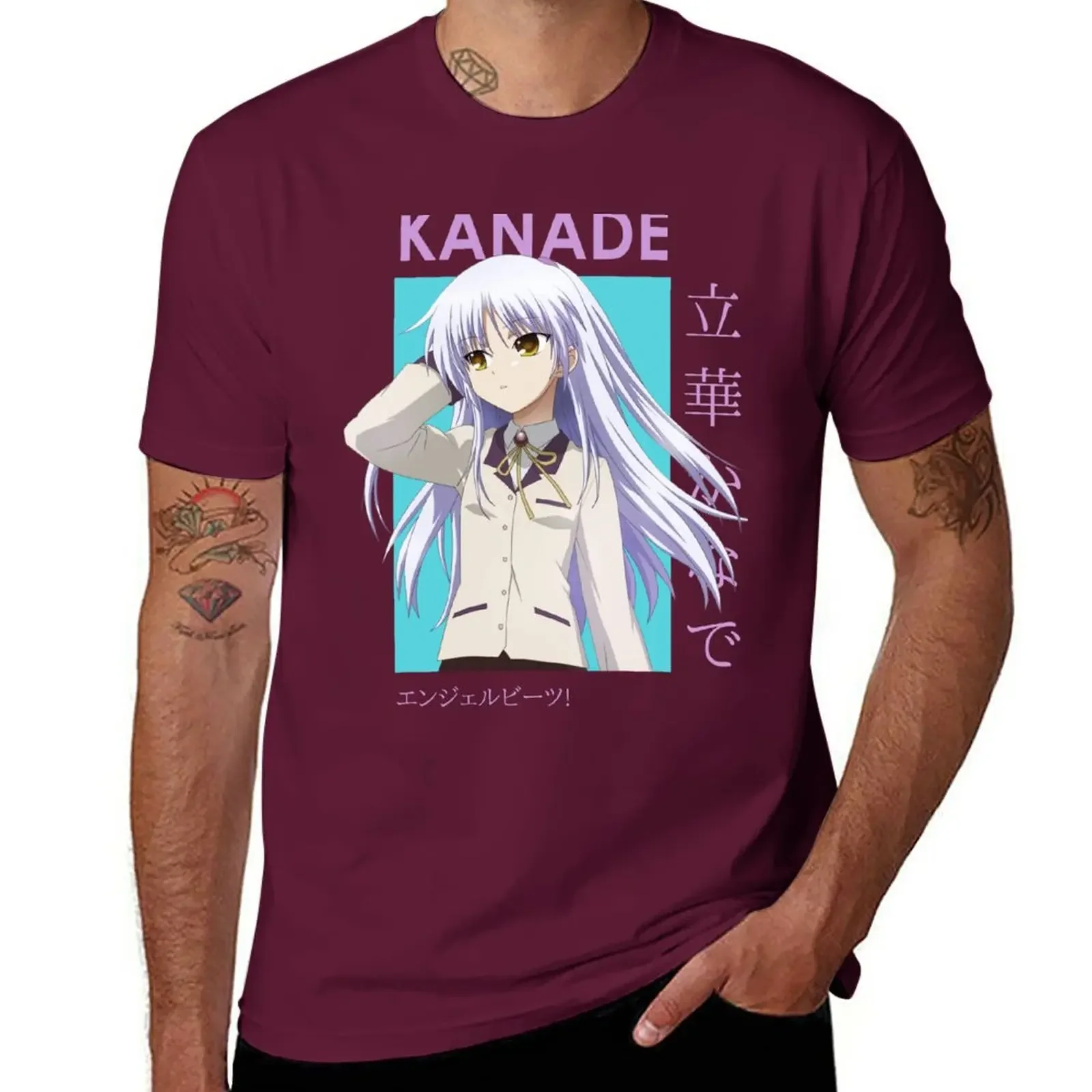 Kanade Tachibana Angel Beats Card Anime new in tops tees T-Shirt cute funnys fitted t shirts for mens designer clothes  harajuku