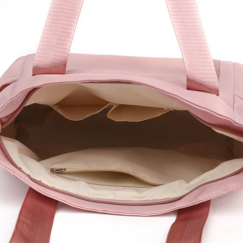 Borsa Tote di alta qualità di grande capacità borsa per la spesa con cerniera in Nylon borsa a tracolla da donna di colore puro di moda borsa da