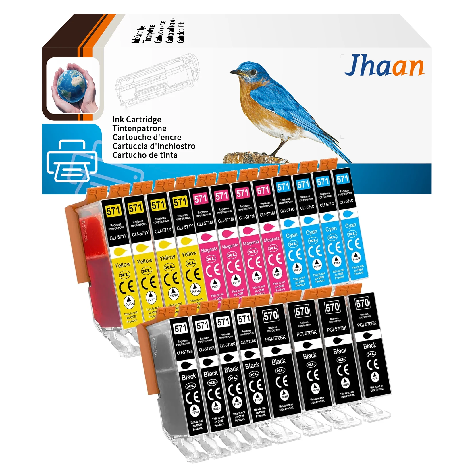 خرطوشة حبر Jhaan 570XL 571XL Multipack-20P متوافقة مع Canon PGI-570 CLI-571 لـ Pixma TS5050 TS5000 TS5051 TS5053 TS6050 #1