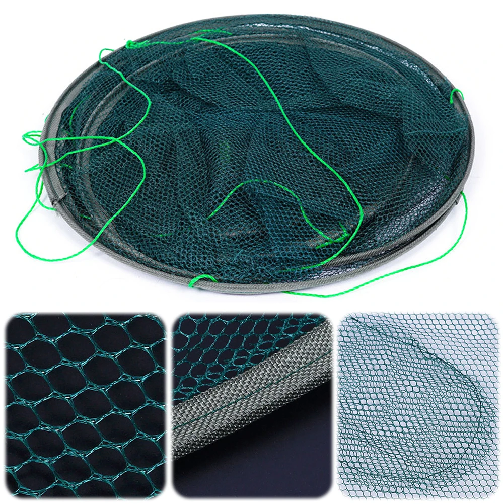 Foldable Fishing Net Hand Casting Cage Crab Net with Rope Shrimp Catcher Fishing Mesh Trap for Minnows Crabs Lobsters