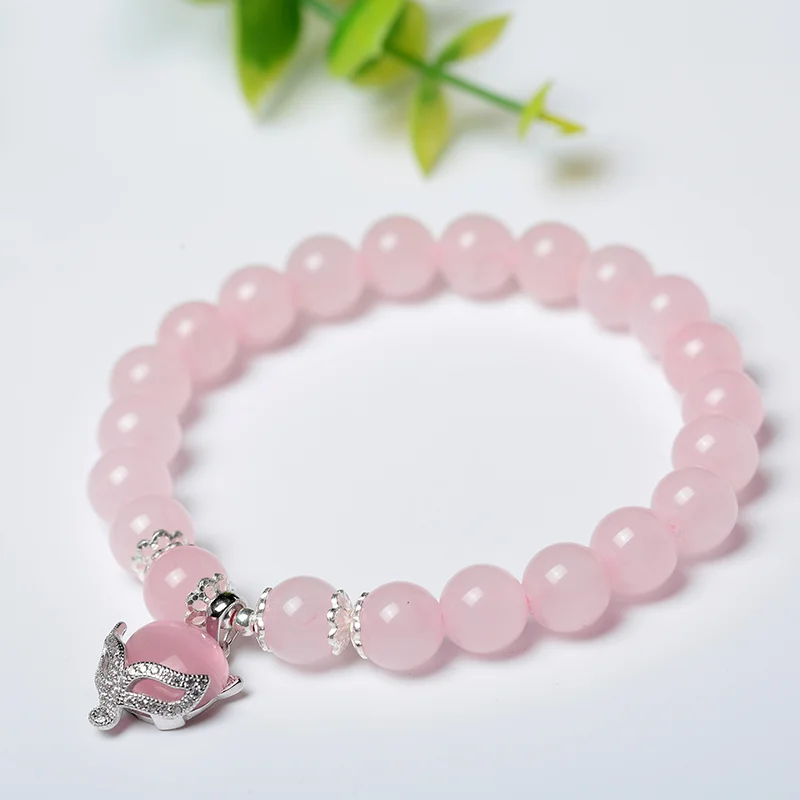 

Spirit Fox Single Loop Bracelet: Natural Pink Crystal for Love, Marriage Fortune & Good Luck, Meaningful Women‘s Jewelry Gift