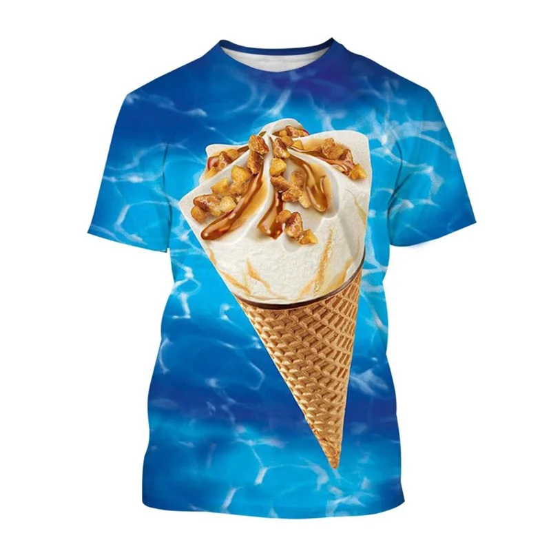 Food Ice Cream 3d Printing T-shirt Summer Breathable Short-sleeved T Shirt Men Women Fashion Casual Harajuku Streetwear Tees