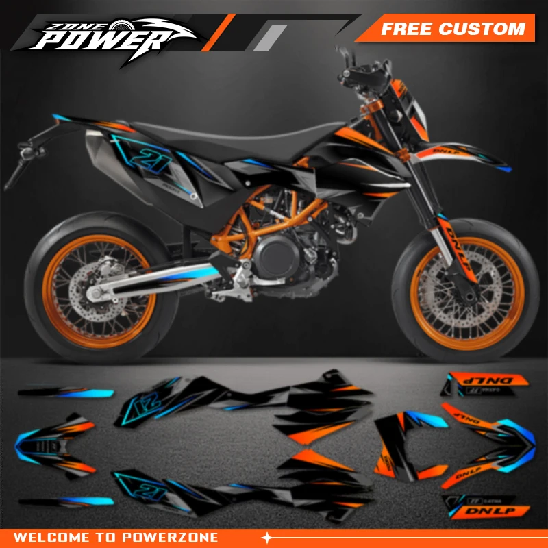 PowerZone Custom Team Graphics Backgrounds Decals for Stickers Kit For KTM SMC 2012 2013 2014 2015 2016 2017 2018 690 SMC-R 014