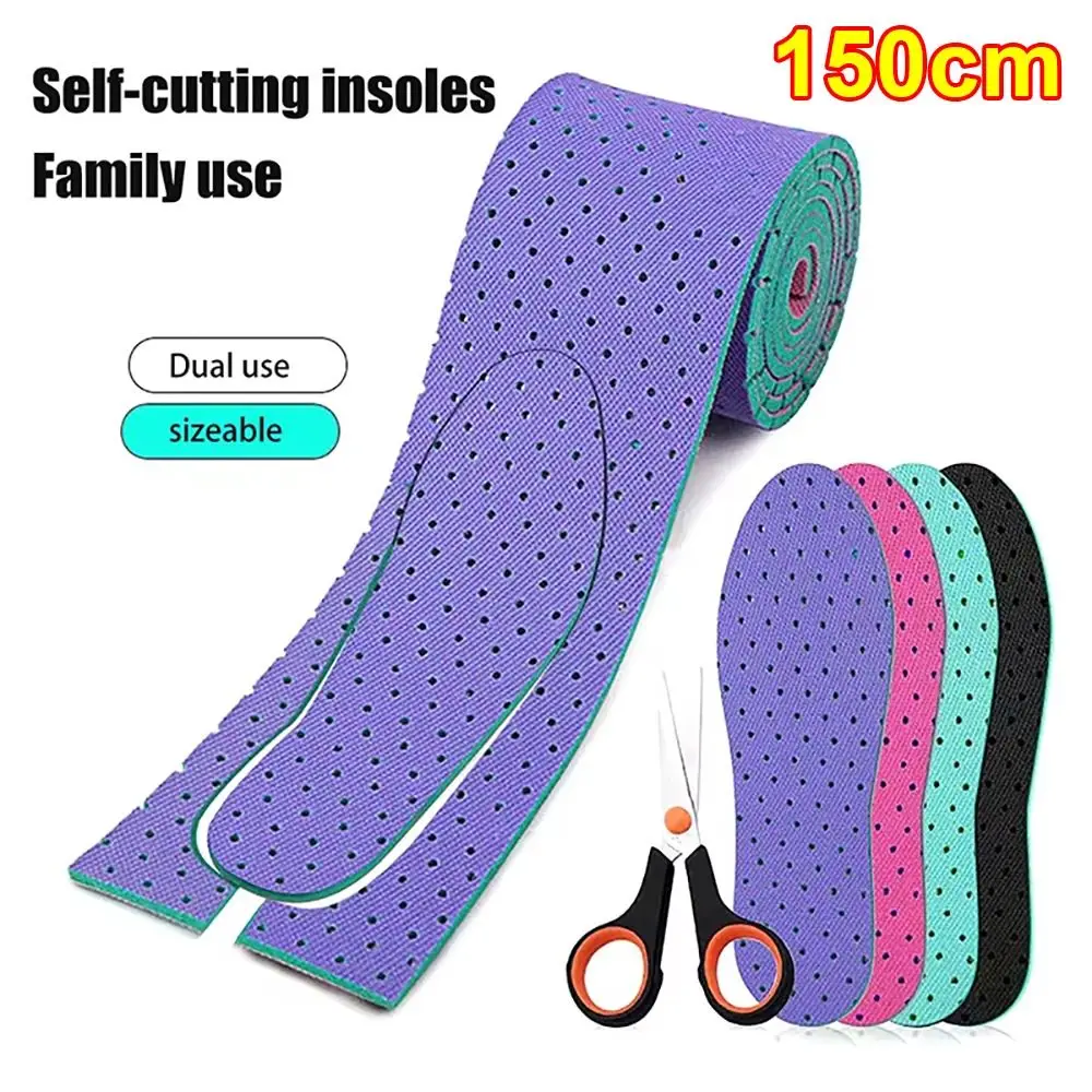 

1Pcs New Universal DIY Cuttable Insoles Double Sided Available 150x9cm Soft Shoes Pad Shock Absorption Black Pink Shoe Inserts