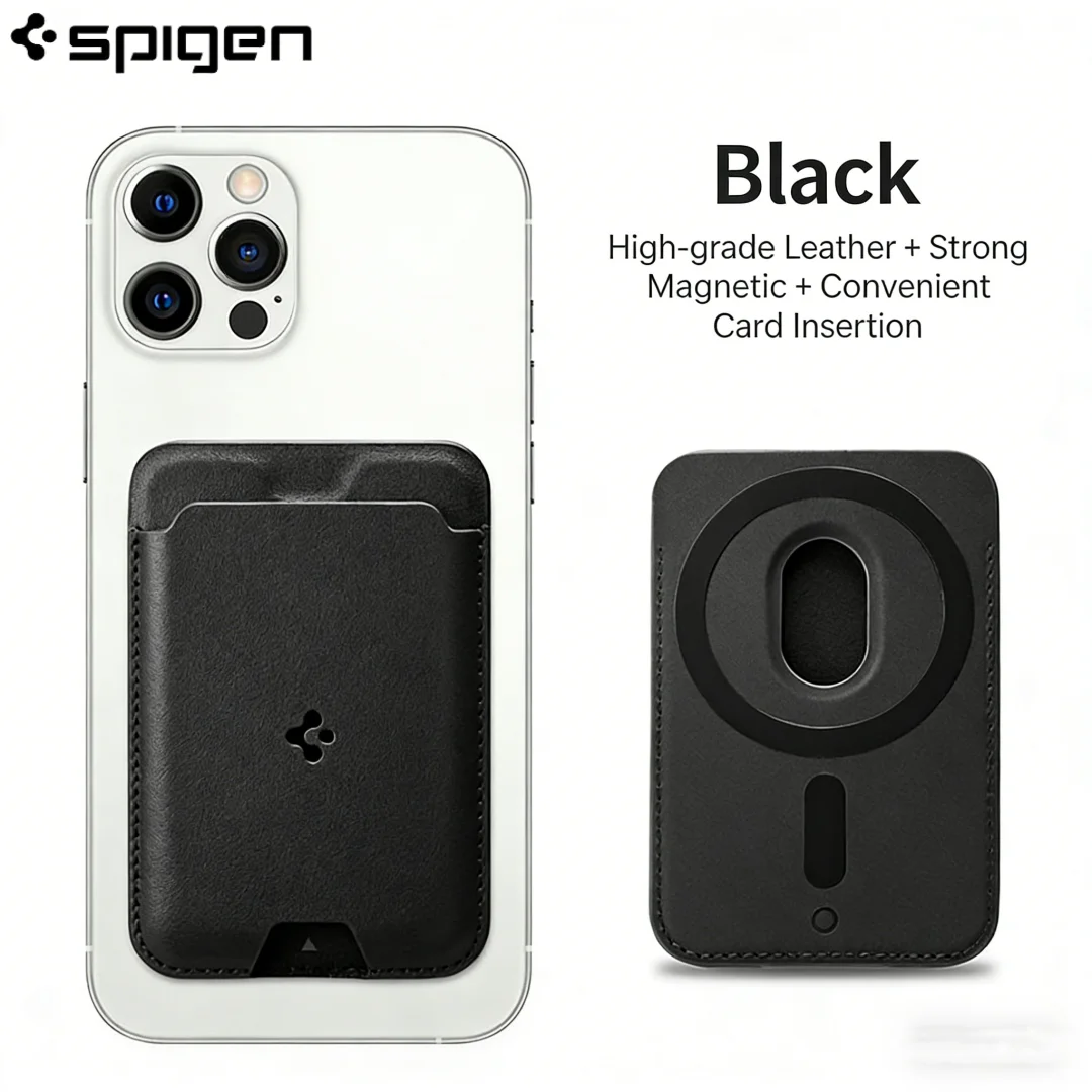 Spigen Funda de tarjeta tipo billetera de cuero magnética para iphone 17 16 15 14 13 12 11 Pro Max Air para Samsung Galaxy S26 S25 S24 Ultra
