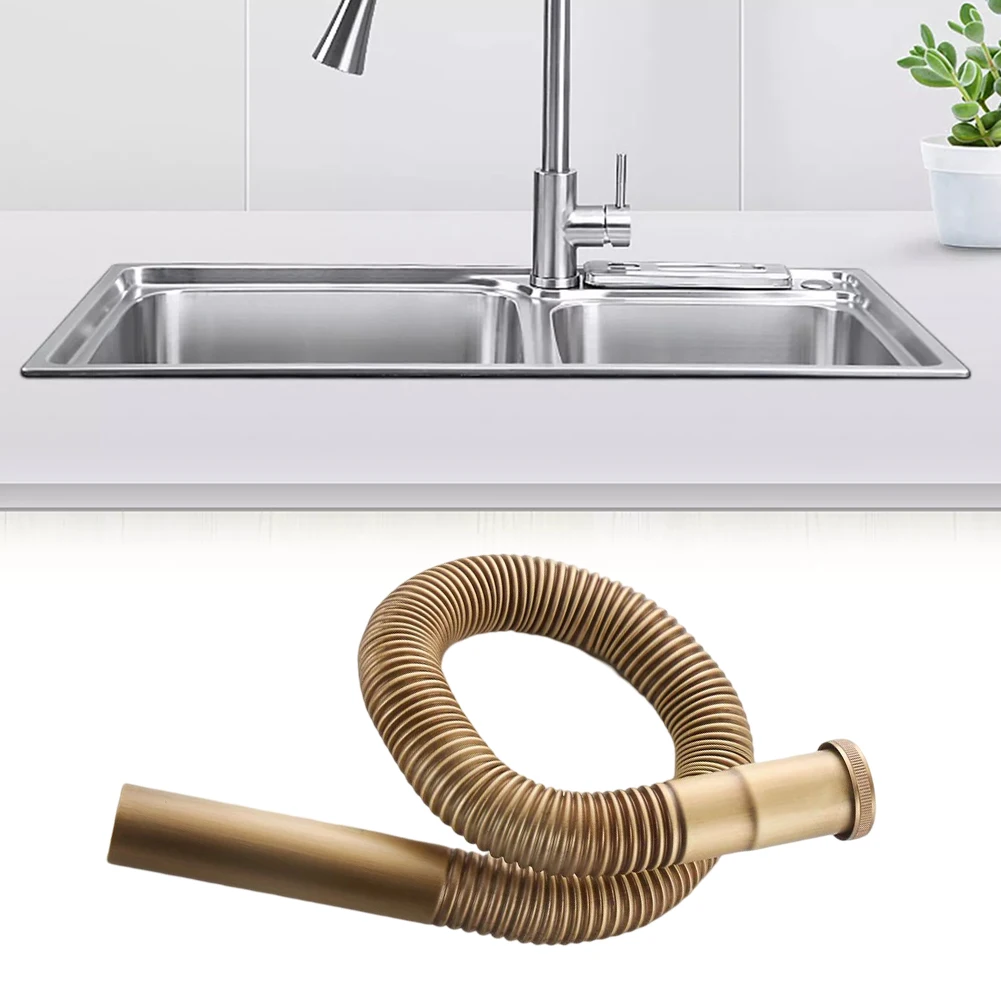 1pc Flexible Hose Brass Hose Siphon Flexible Sink Drain Bathroom Kitchen Basin Water Tube Pipe Home Improvement Plumbing Fixture