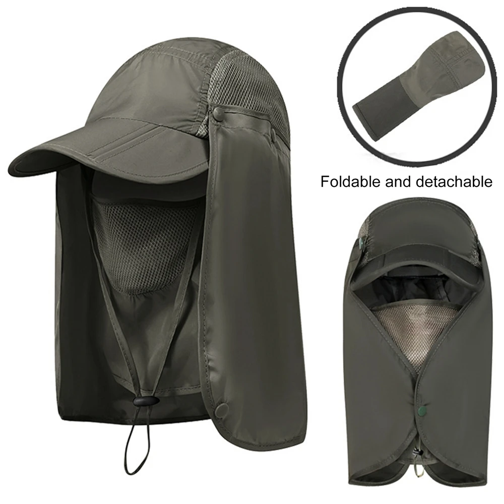 Wide Brim Unisex Women Men Sun Hat with Neck Flap Sun Protection Outdoor Hiking Camping Hunting Detachable Neck Cover Cap Hats