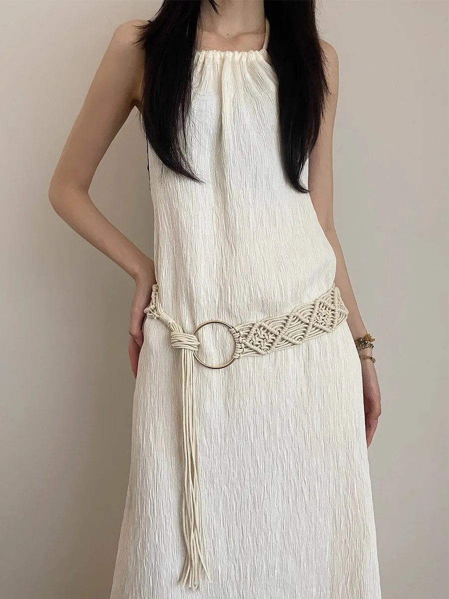 Bohemian Braided Folk Wind Waist Rope, 2024 New Style With Dress, Belt And Chain