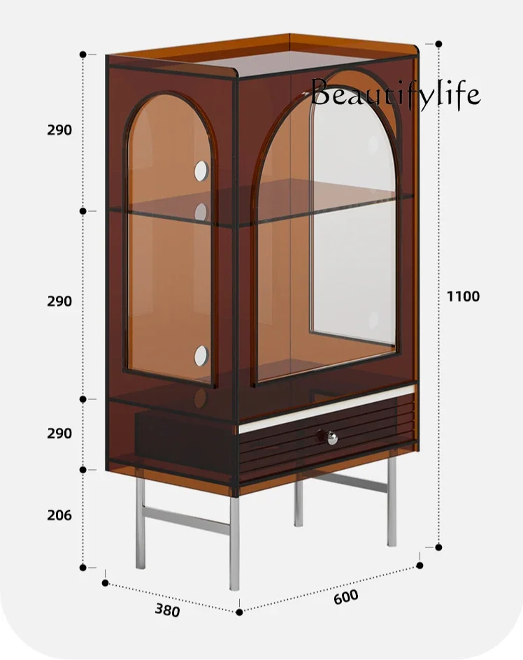 

French retro acrylic living room side cabinet apartment type entrance medieval storage cabinet