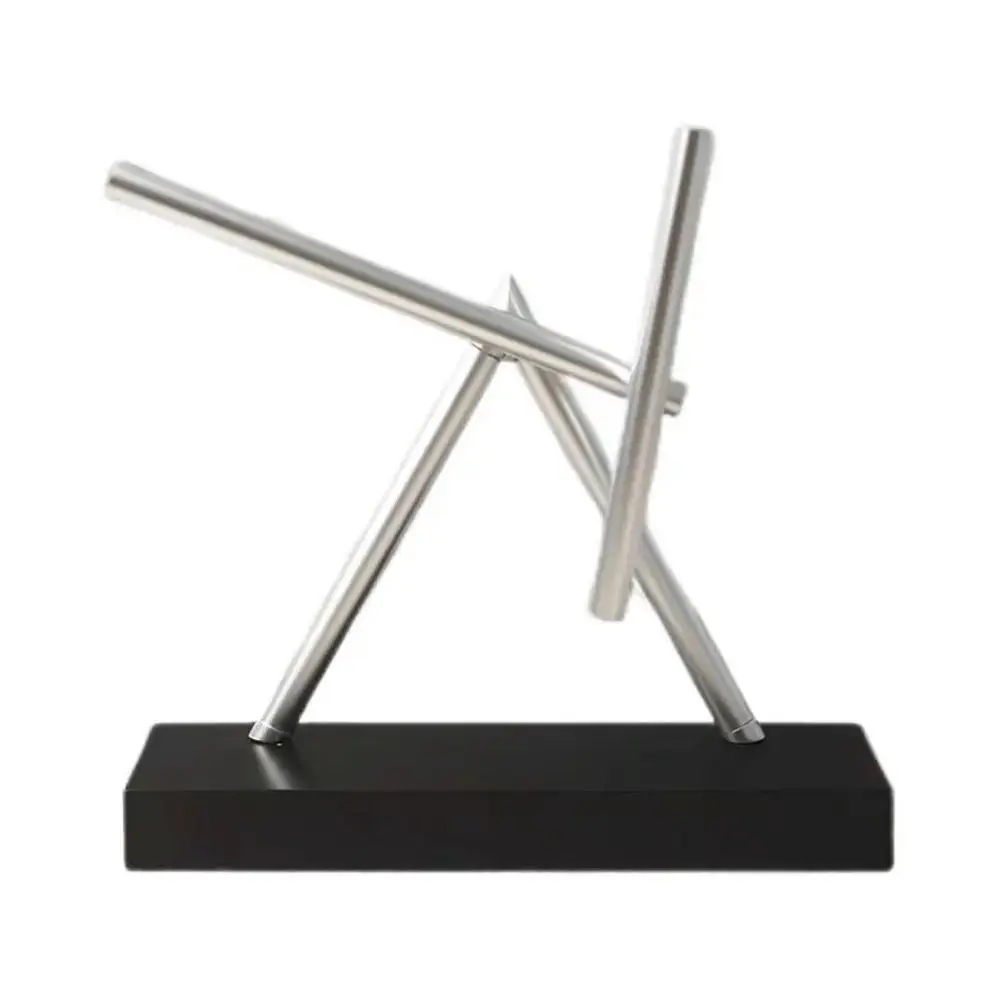 Metal Chaos Pendulum Geometric Imported Bearing Perpetual Motion Ornament Rotating Structure Silver Finish Balance Sculpture