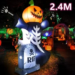 5/8FT Inflatable Halloween Decor Tombstone Ghost Pumpkin Skull Decoration Outdoor Horror House Yard Garden Props Halloween Party