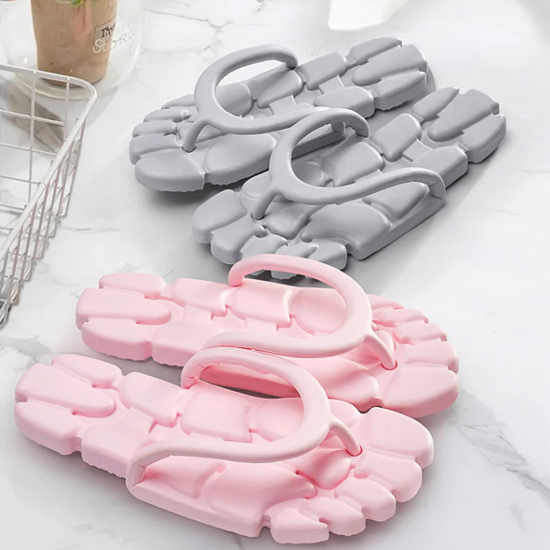 1Pairs Ladies Travel Bath Slippers Portable Flip Flops Beach Swim Summer Couple Shower Waterproof Folding Sandals Hotel Slides