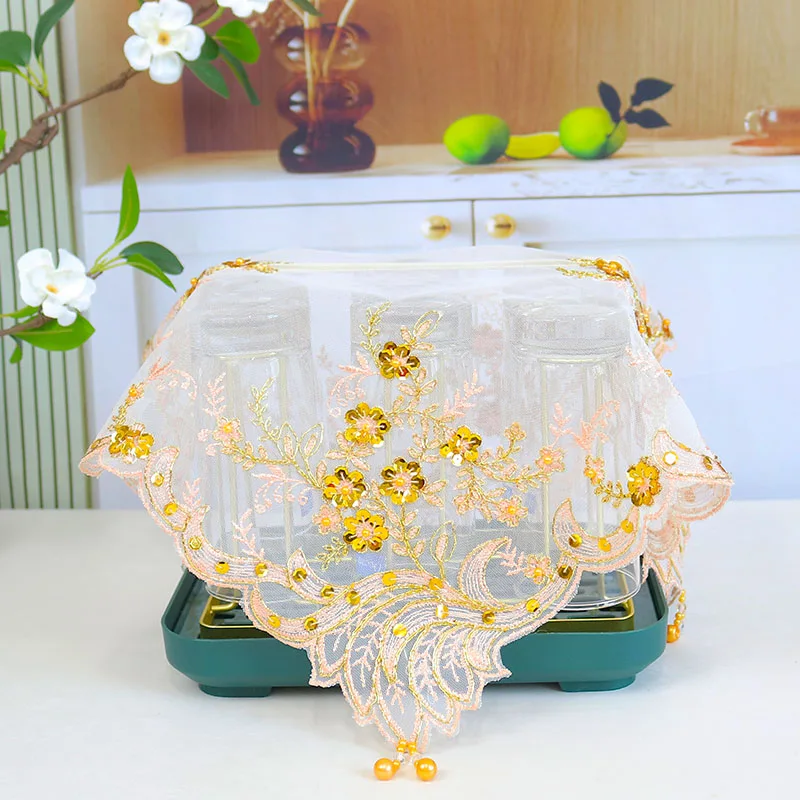 

NEW Gold sequin flowers Embroidery table cloth cover wedding tablecloth kitchen party Christmas Table decoration and accessories