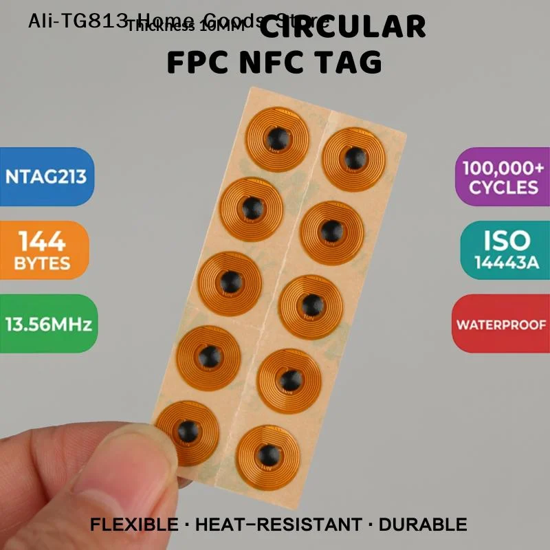 [tg813]5-10-pecas-etiquetas-rfid-nfc-fpc-de-alta-temperatura-com-10mm-de-diametro-cartoes-mini-nfc213-1356mhz-cartao-rf-passivo-anti-falsificacao-e-anti-metal