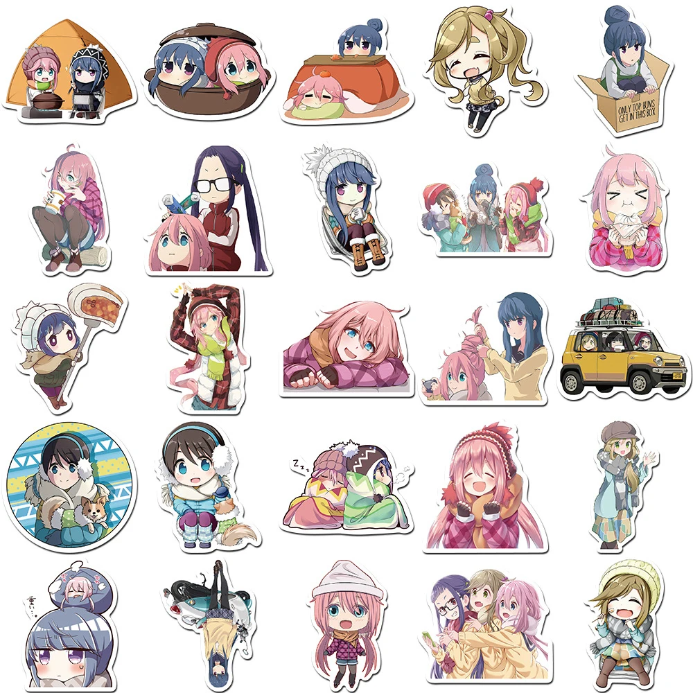 10/30/50pcs Laid Back Camp Anime Stickers Cute Girls Cartoon Sticker Aesthetics Scrapbooking Travel Wall Cup Decoration Decal