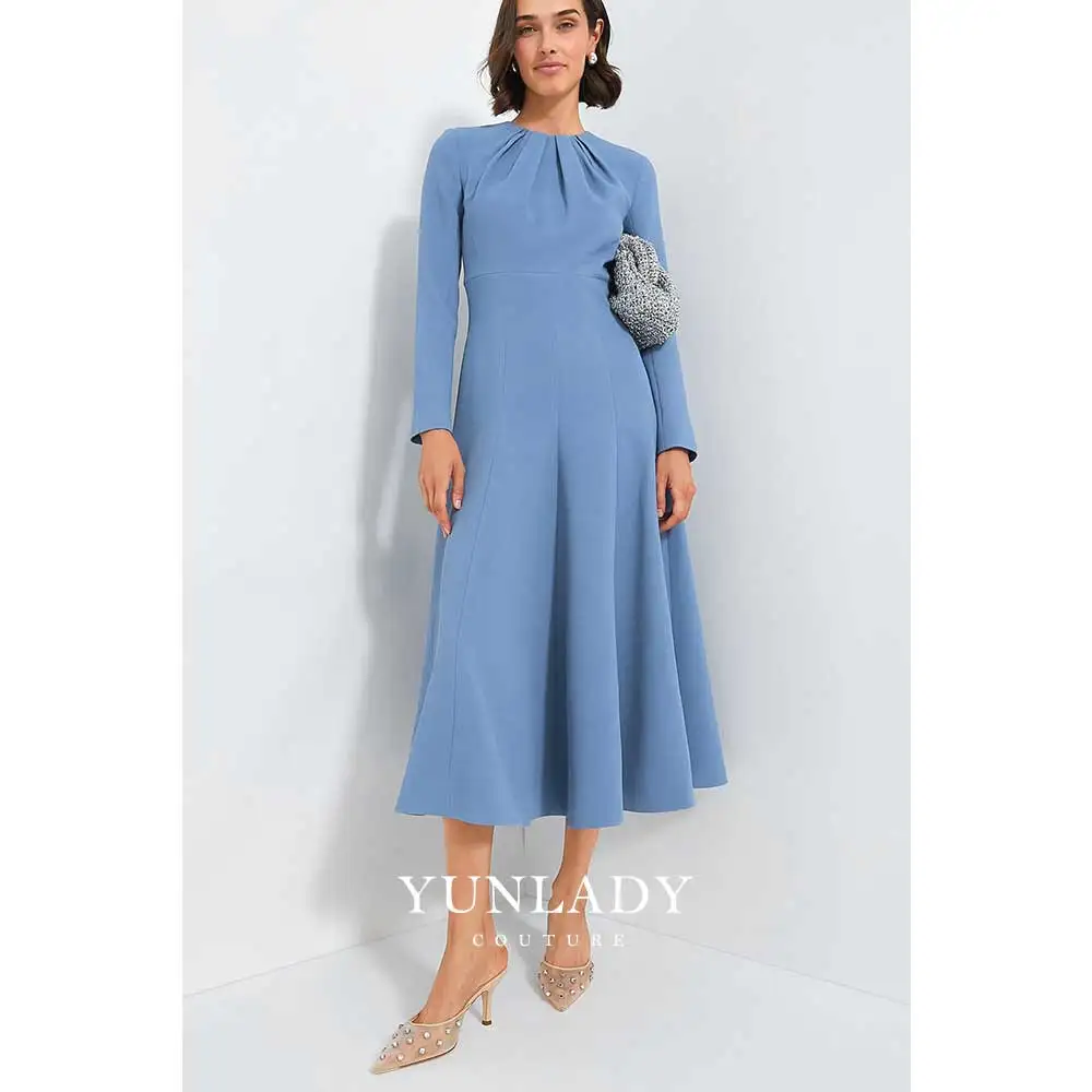 YUNLAN Elegantes blaues Meerjungfrau-Abendkleid in A-Linie für Mütter, 2025, Saudi-Arabien, Damen, Hochzeit, formeller Gast, Midi-Partykleid, Heimkehr