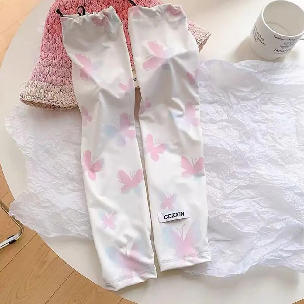 Summer Arm Sleeves Women Gradient Butterfly Hand Sleeves UV Protection Arm Cover Riding Driving Fishing Long Fingerless Gloves