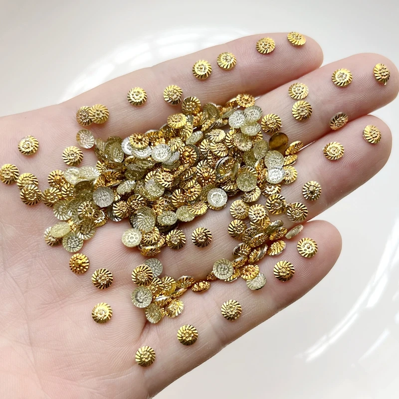 500pcs/pcs 5mm Gold AB Round Flower Rhinestone Sticker Flatback Resin Cabochon Gems Nail Art Crystal Stone with No Stitch