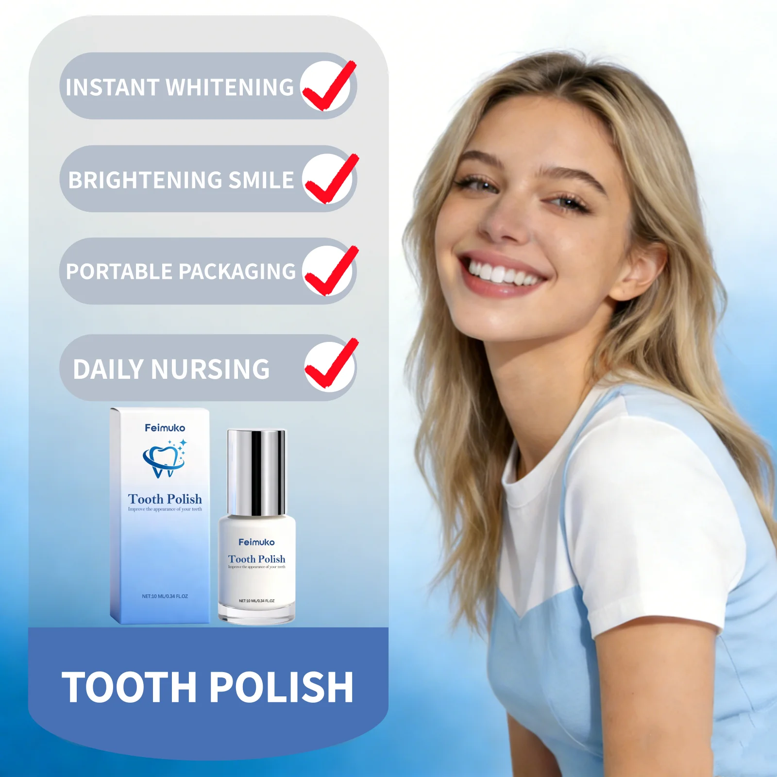 Teeth Whitening Polish Remove Yellowing Plaque Stain Instant Brighten Tooth Easy Apply Portable Quick Bleaching Teeth Care Paint