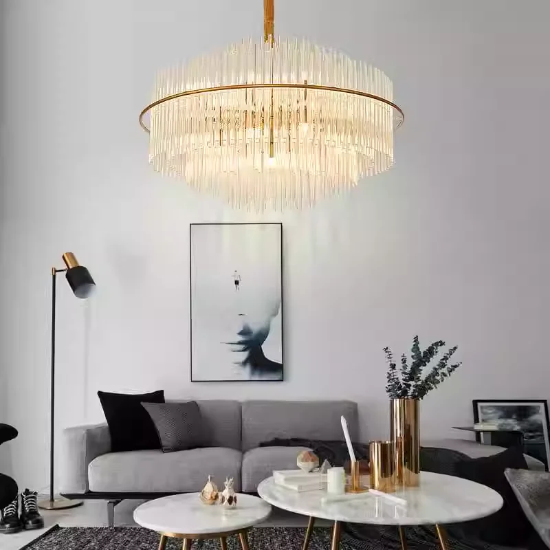

Elegant Crystal Chandelier LED Lighting Gold Silver Chrome Round Oval Design for Foyer and Dining Room with Modern Style