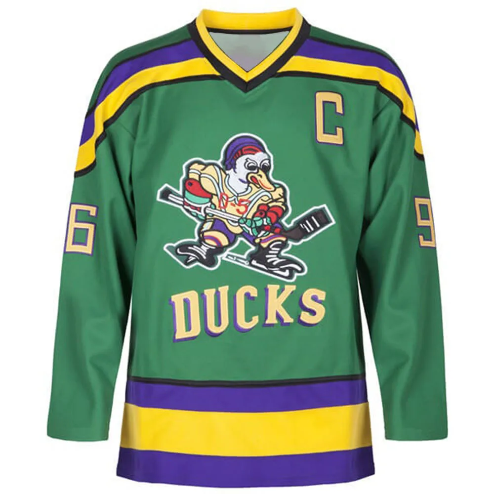 The Mighty Ducks Hockey Jersey Conway #96 Reed #44 Banks #99 Bombay #66 Goldberg #33 Portman #21 Shirts Long Sleeve Unisex Tops