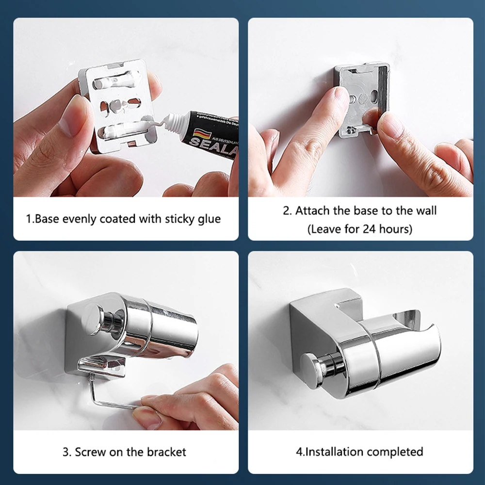 304 Stainless Steel Shower Head Holder Universal 360° Rotation Showerhead Bracket Adjustable Shower Base Bathroom Accessories