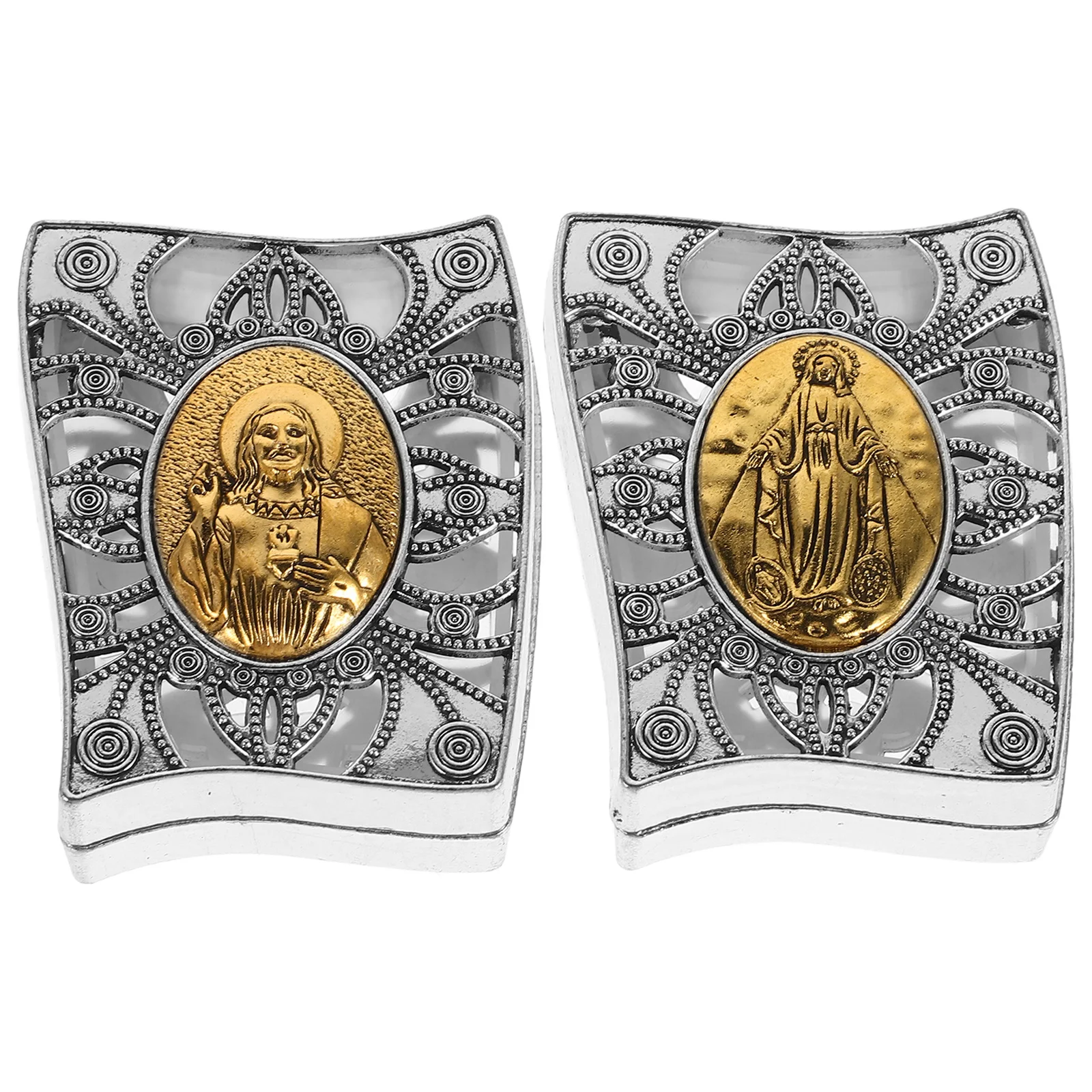 

2Pcs Rosary Beads Case Vintage Metal Jewelry Organizer Jewelry Storage Box for Rings Necklaces Earrings Portable Religious Box