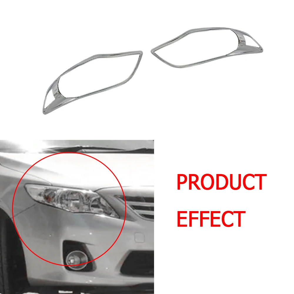 2Pcs Left & Right Car Head Front Light Lamp Frame Sticker For Toyota Corolla 2011-2013 Waterproof Durable Material Auto Parts