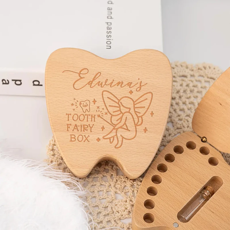 Baby Tooth Save Box Tooth Fairy Box Teeth Souvenir Box Wooden Tooth Keepsake Box Teeth Storage Container
