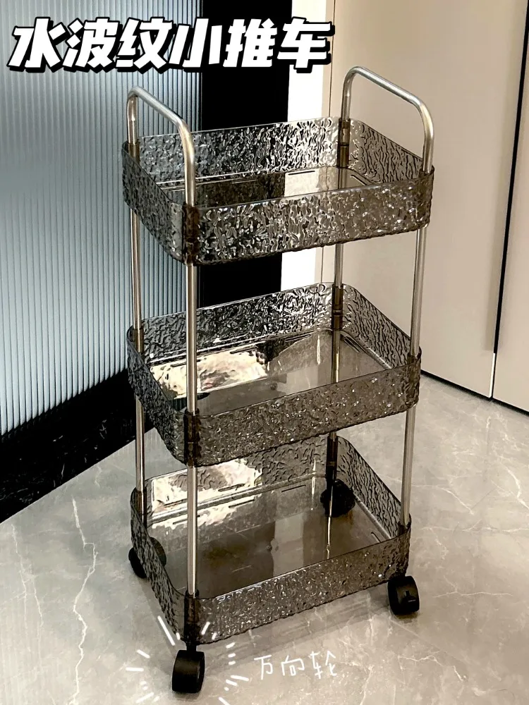 Multifunctional large capacity storage rack, movable storage shelf, kitchen and bathroom ultra-thin storage cart,acrylic trolley