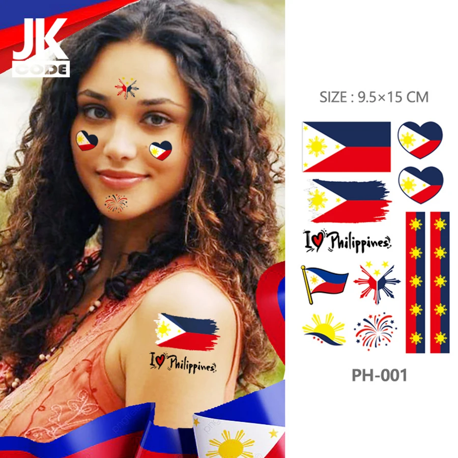 Philippine Flag 6 Designs Football Super Bowl Carnival Tattoo Stickers Sports Event Party Temporary Tattoos for Men and Women Face Stickers
