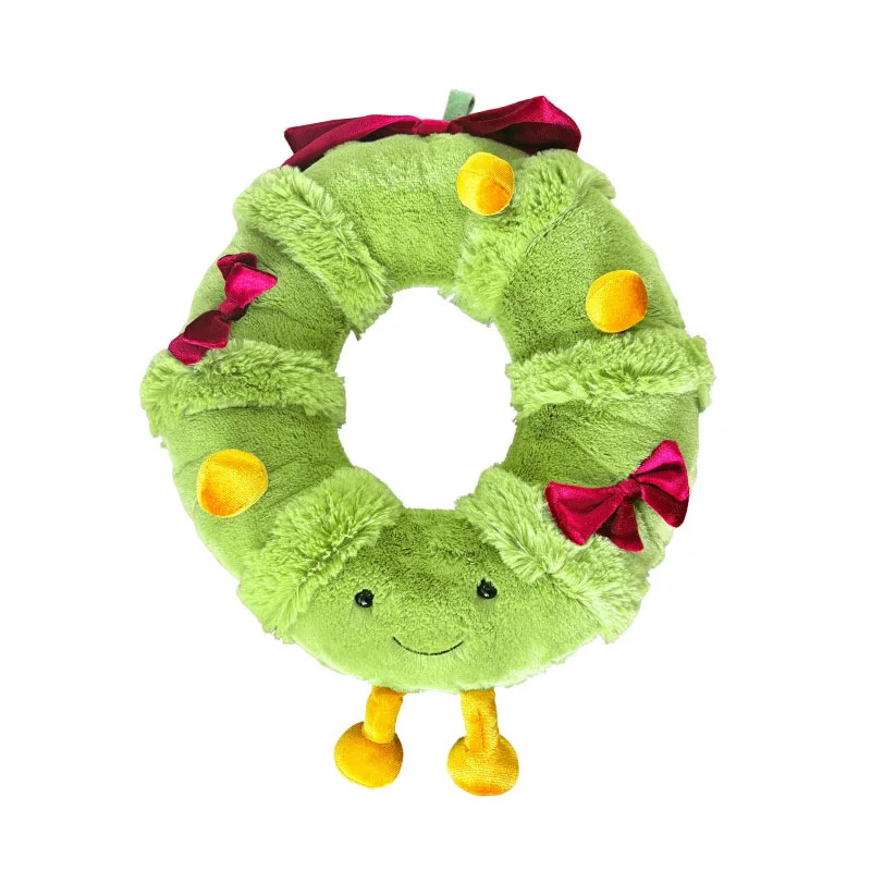 عيد الميلاد إكليل سلسلة دمية دمية ألعاب من نسيج مخملي دمية القوس ندفة الثلج شجرة عيد الميلاد ديكور المنزل هدية للأطفال #6