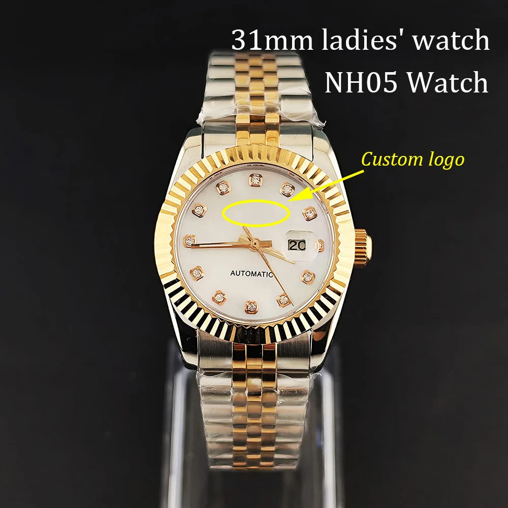31mm High Quality Women's NH05 Mechanical Watch Sapphire Glass Custom Logo Roman Dial Ring Gear Women's Watch