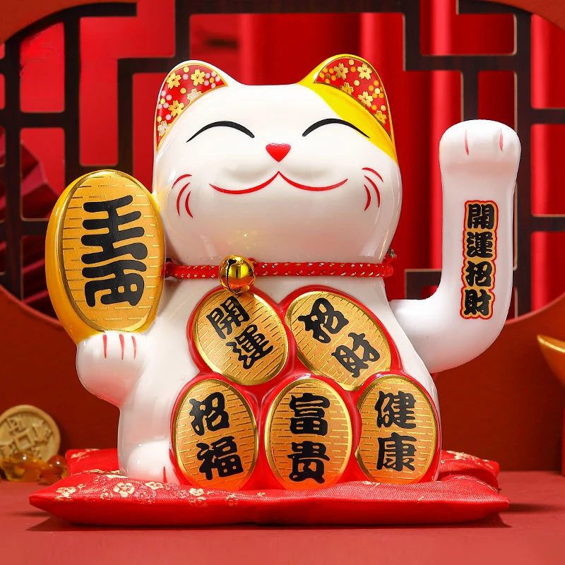 Ceramic Lucky Cat Decoration for Waving Shop, Cash Register, Household Relocation, Opening Gifts, Crafts