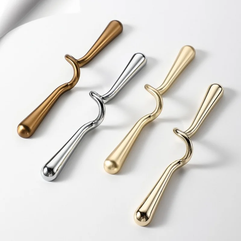 French K Gold And Silver Kitchen Cabinet Handles Cupboard Wardrobe Closet Door Pulls Drawer Knobs Wave Pulls Furniture Handles