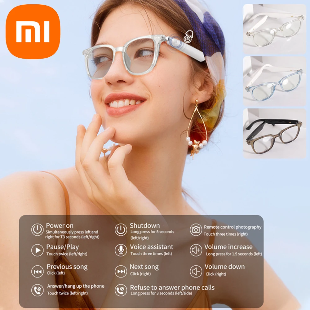 

XIAOMI Bluetooth умные очки с изменением цвета, открытые наушники для вождения, громкая связь, солнцезащитные очки для мужчин и женщин