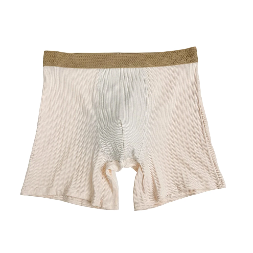 Men Striped Long Leg Shorts Cotton Comfortable Mid Waist Boxers Home Underwear Sexy Boys Thin Flat Corner Panties