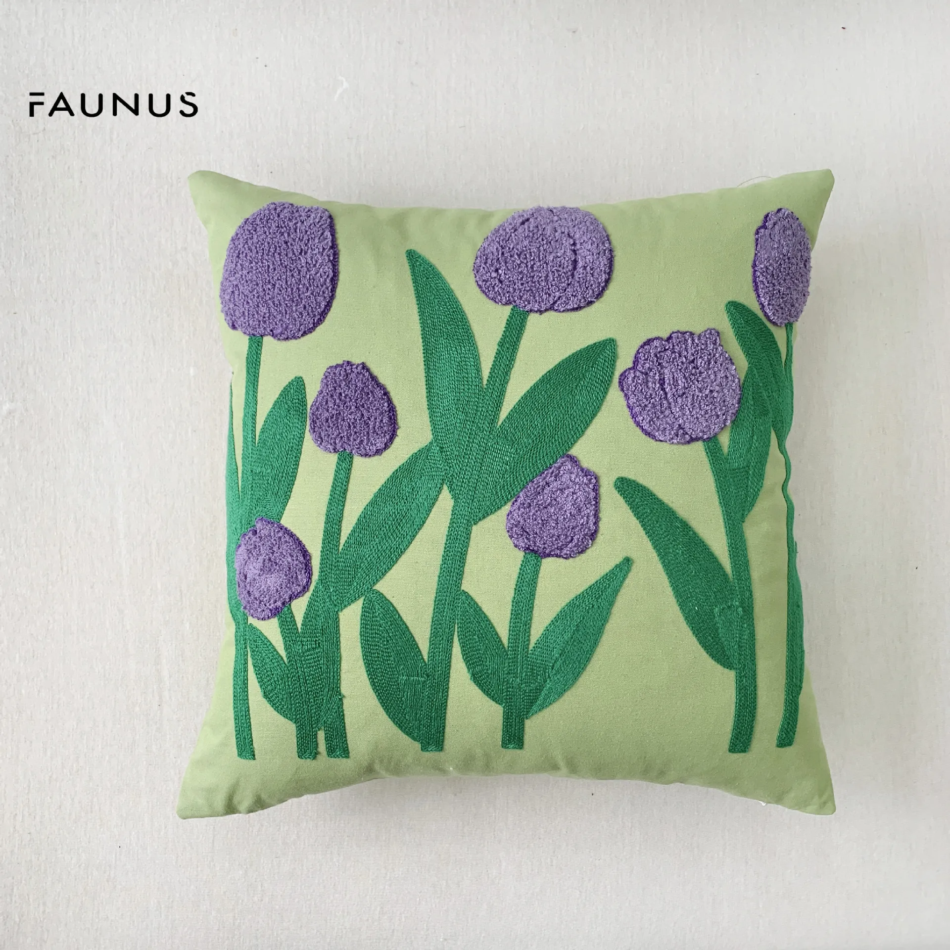 45x45CM Flower Embroidered Throw Pillow Cover Tulip Pastoral Style Living Room Sofa Cushion Waist Cover Simple Home Pillowcase