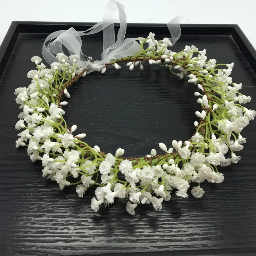 Photo Props Hair Ornament Flower Hairband Bride Corolla Babysbreath Head Wreath Headwear Fabric Flower Crown