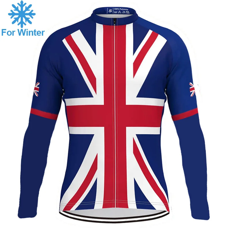 UK Winter Bike Jacket Long Sleeve Thermal Fleece Road Wear MTB Sweater Cycling Top Ride Jersey Great Britain Biker Warm Coat