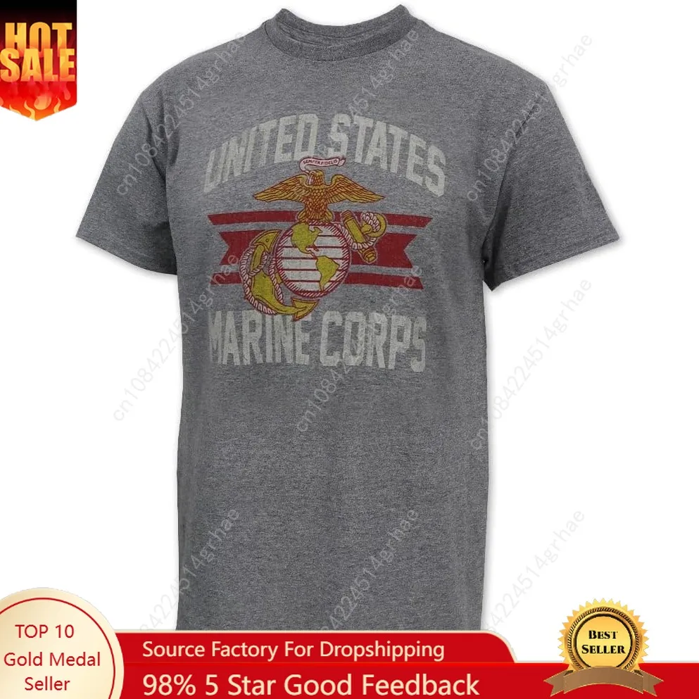 

Armed Forces Gear Men's US Marines Vintage Basic Short-Sleeve T-Shirt - Licensed United States Marine Corps Shirts for Men