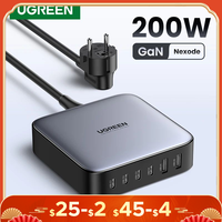 UGREEN 200W GaN Charger Desktop Laptop Fast Charger 6 in 1 Adapter For iPhone 16 15 Pro Xiaomi Samsung Tablets Macbook Charger