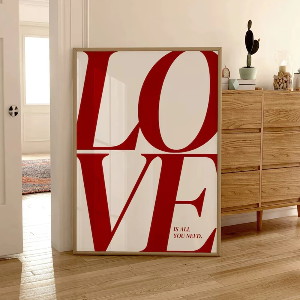 

Современный ретро-постер с цитатой о любви в стиле 70-х, красная типографская надпись, настенное искусство, холст, постеры для гостиной, декор для дома