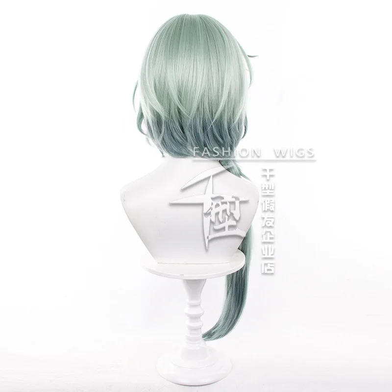 هونكاي ستار السكك الحديدية أنكسا شعر مستعار تأثيري Anaxagoras تأثيري الأخضر طويل ذيل حصان مقاومة للحرارة الباروكات الرجال ورثة كرنفال اللعب الدعامة