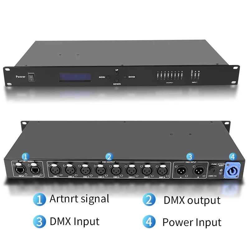 AICPOSE 8 Universe Artnet DMX LED Controller For Outdoor Music Festival Artnet DMX 8 Way Network Expander