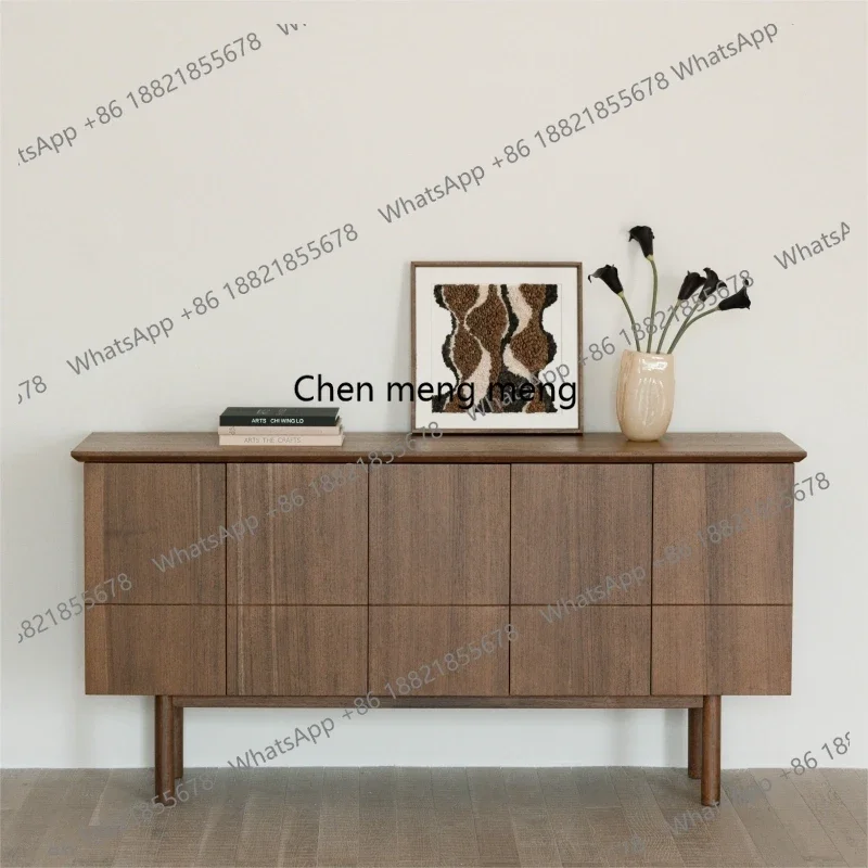 Teak Solid Wood Entryway Cabinet Nordic Wabi-Sabi Vintage Style Mid-Century Sideboard
